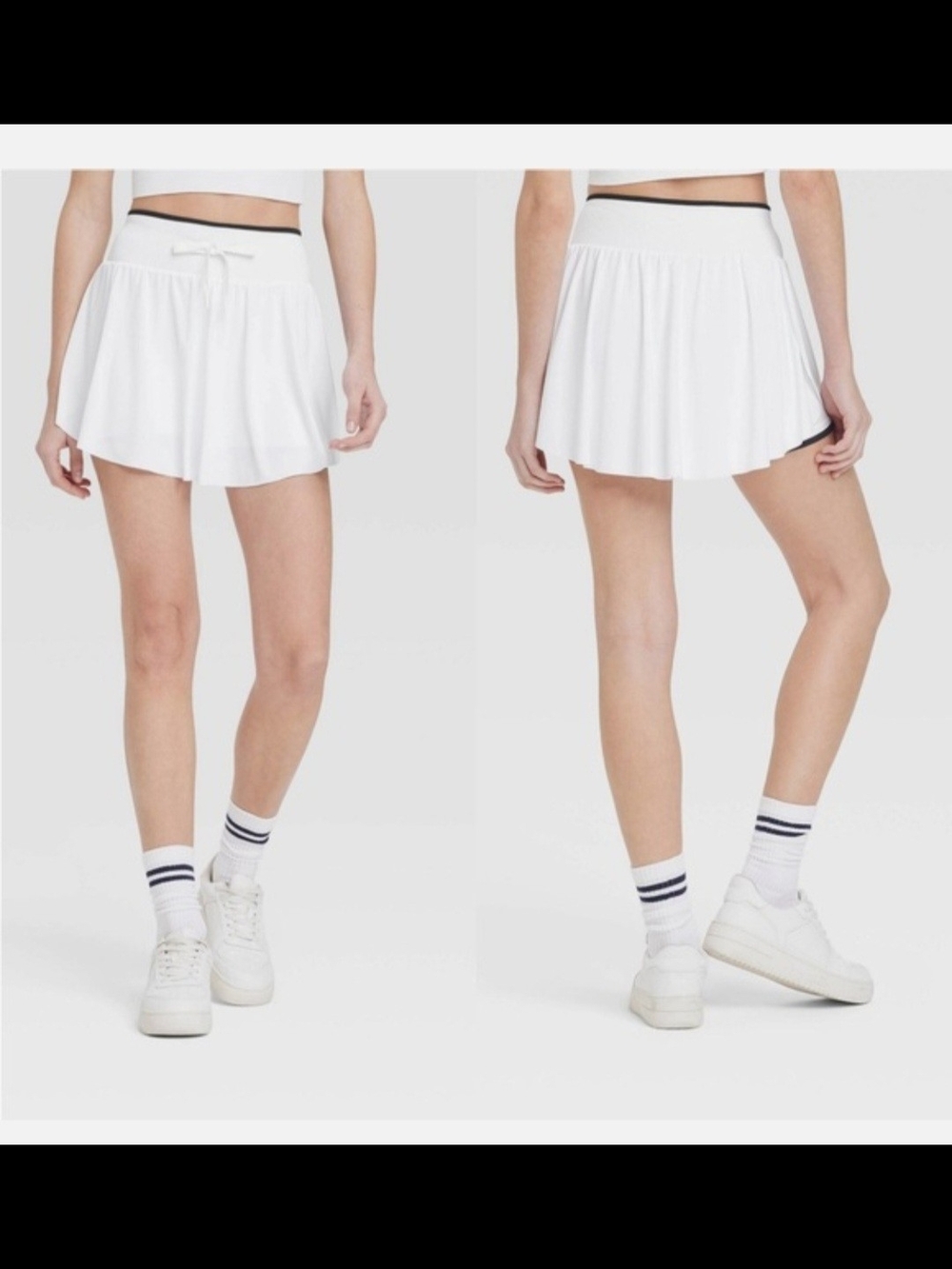 All In Motiom White Tennis Skirt with Black Trim Size Medium